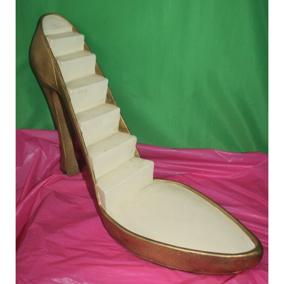 Vintage Giant Gold Just The Shoe High Heel Figurine Step Display Platform Prop - Picture 5 of 16